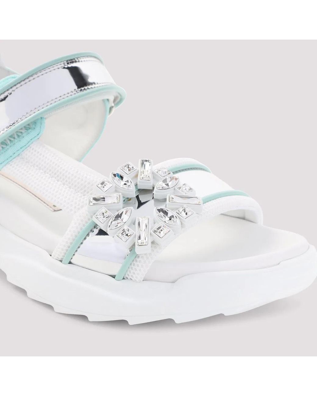 Roger Vivier Blue Viv On The Run Leather Sandals