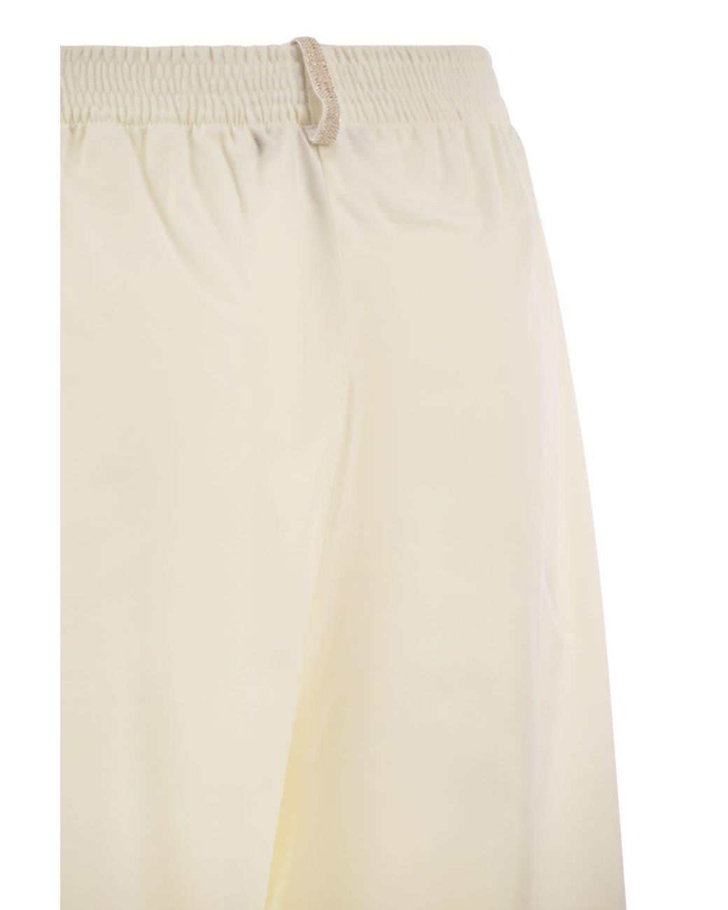 Fabiana Filippi White Virgin Wool Flannel Trousers With Elasticated Waistband
