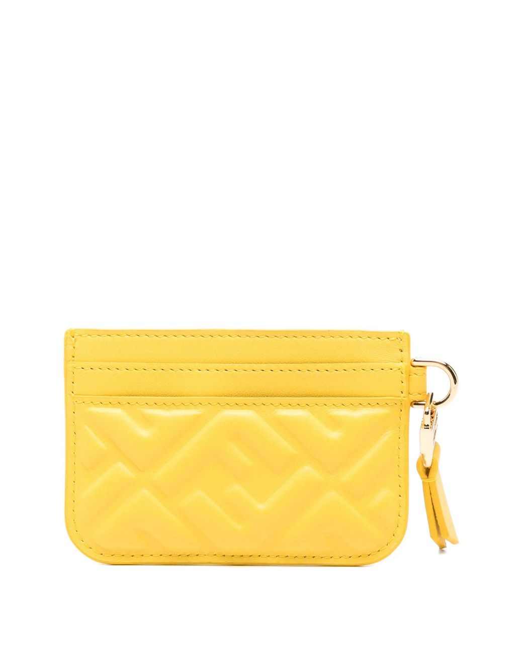 Fendi Yellow Nappa Leather Baguette Card Case With Ff Motif