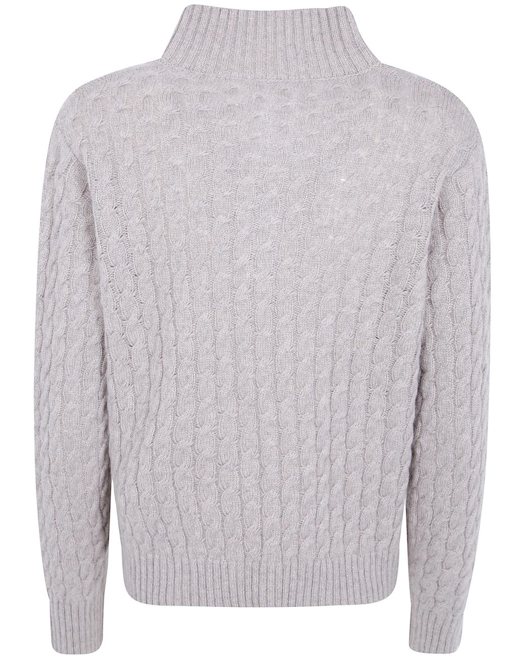 Rossopuro Gray Long Sleeved Polo Neck Sweater