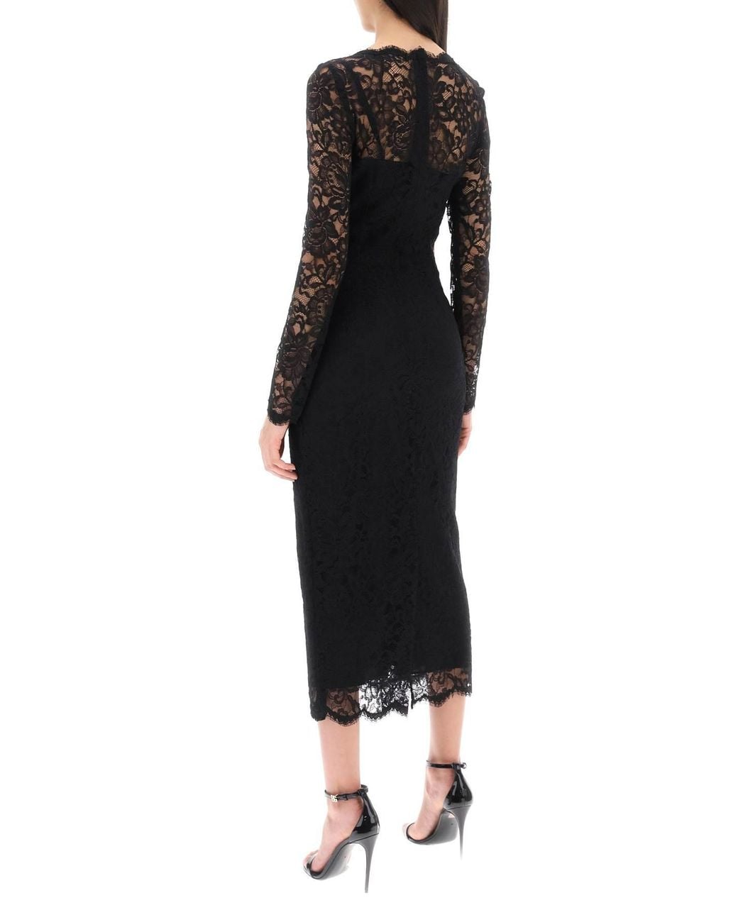 Dolce & Gabbana Black Dolce & Gabbana Floral Lace Midi Dress
