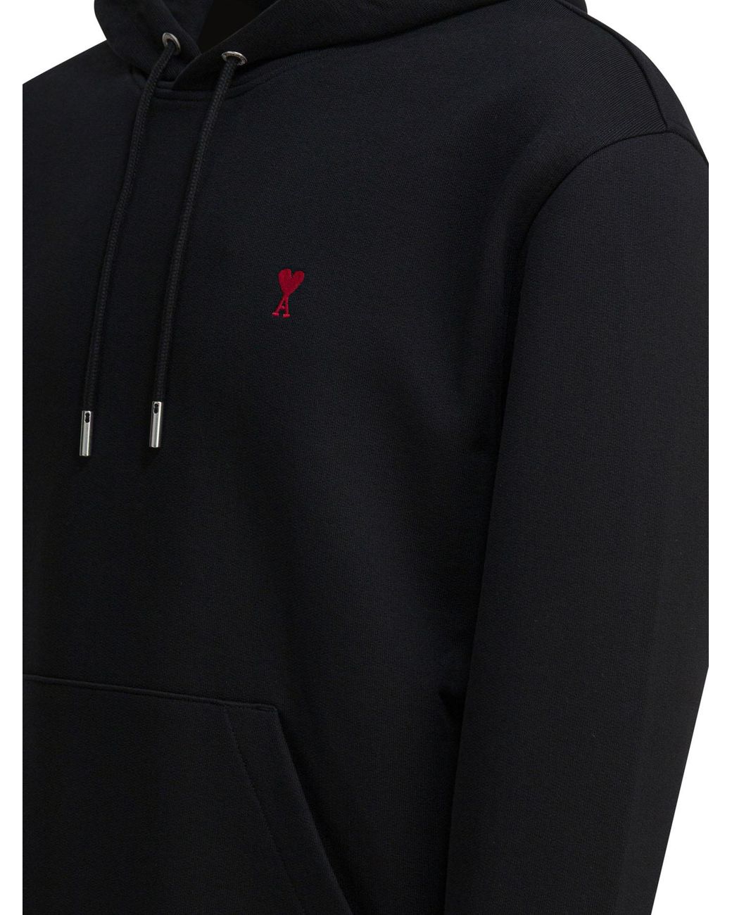 AMI Black Cotton Hoodie for men