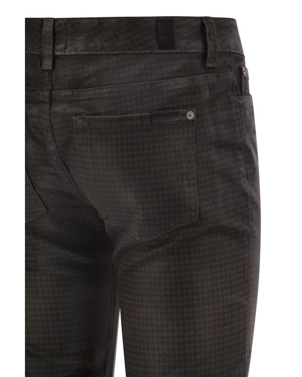 7 For All Mankind Black Slim Houndstooth Trousers