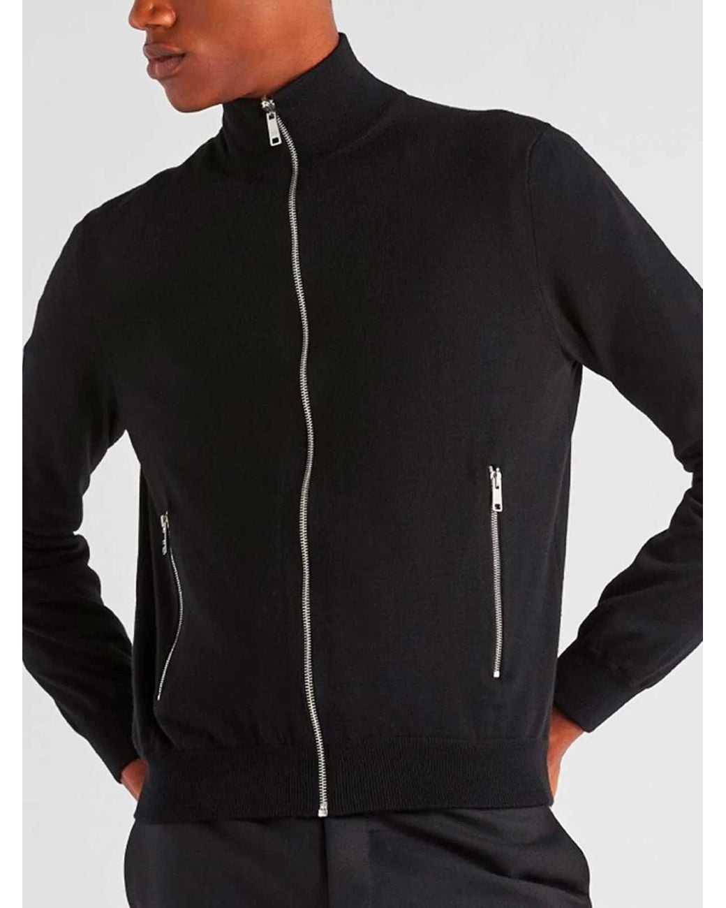 Prada Black Reversible Wool And Re-Nylon Jacket for men