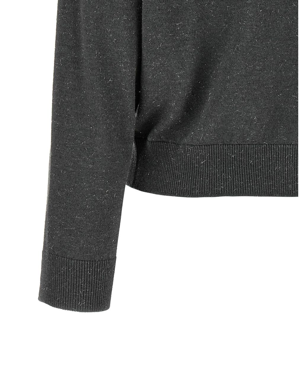 Peserico Gray Lamé Thread Turtleneck Sweater