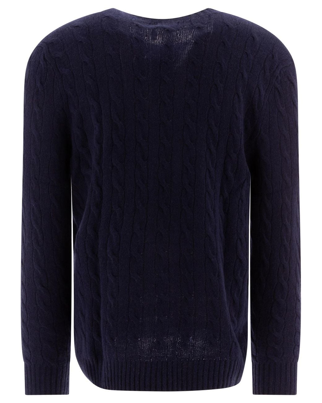Polo Ralph Lauren Blue Wool And Cashmere Crewneck Sweater With Logo for men