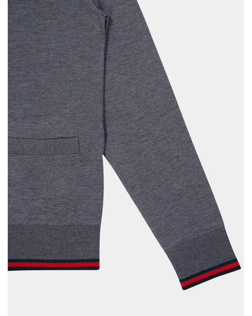 Gucci Blue Wool Knit Cardigan With Web for men
