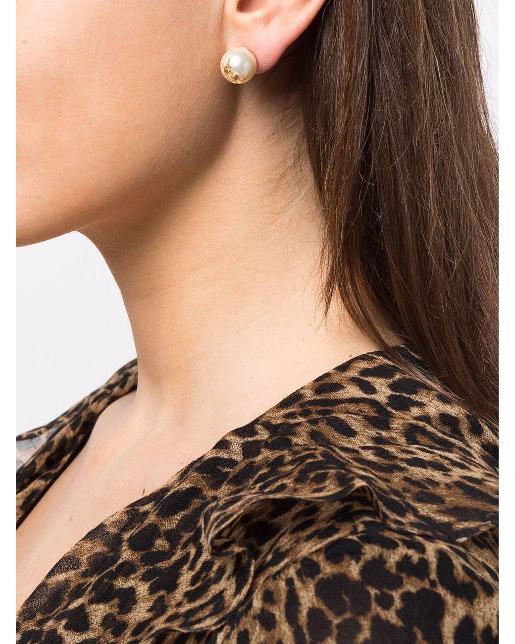 Saint Laurent Metallic Pearl Earrings