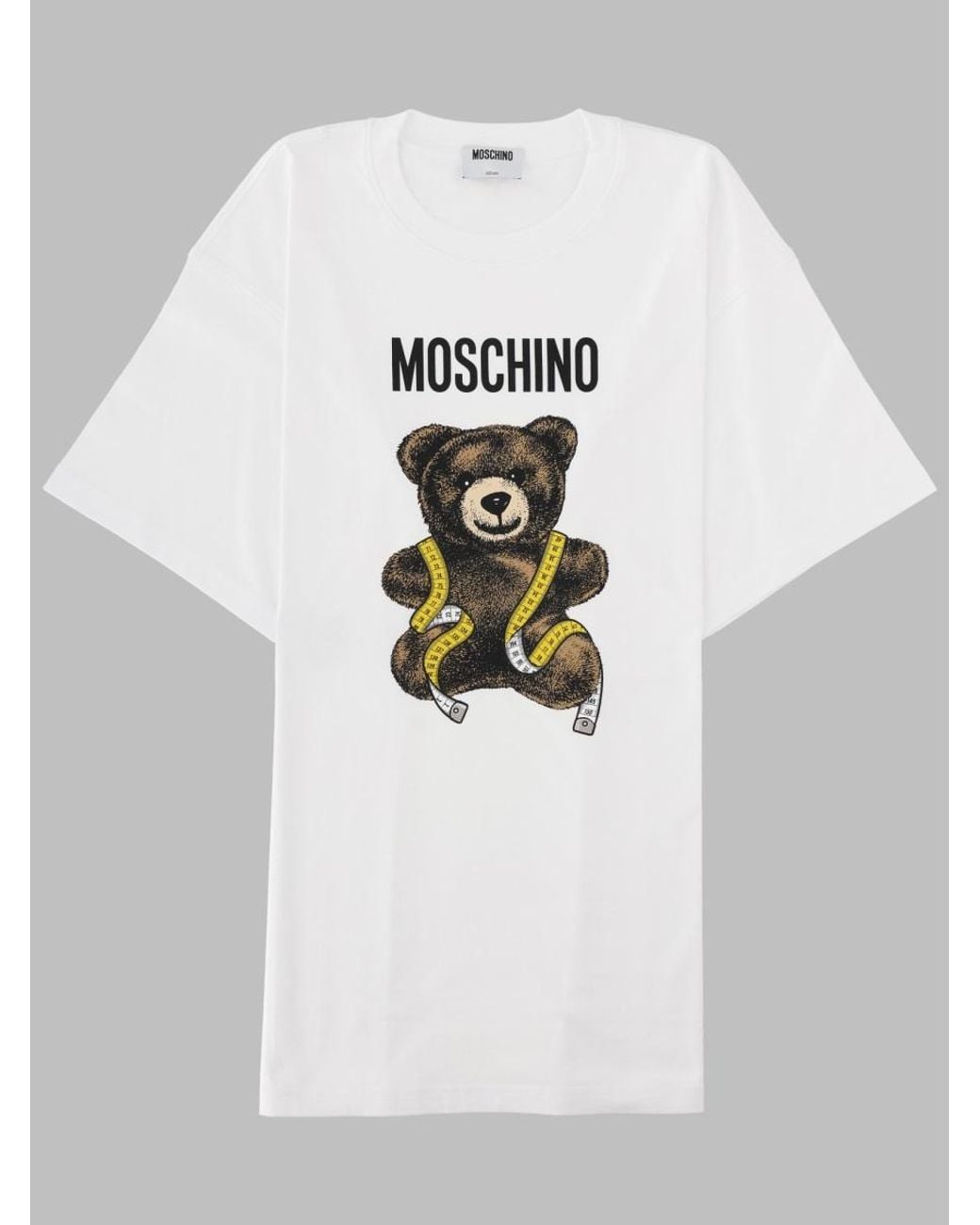 Moschino White Teddy Bear Design Relaxed Fit Graphic Cotton T-Shirt