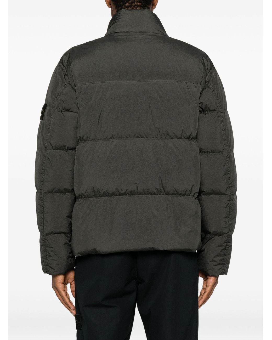 Stone Island Black Logo-Patch Padded Jacket for men