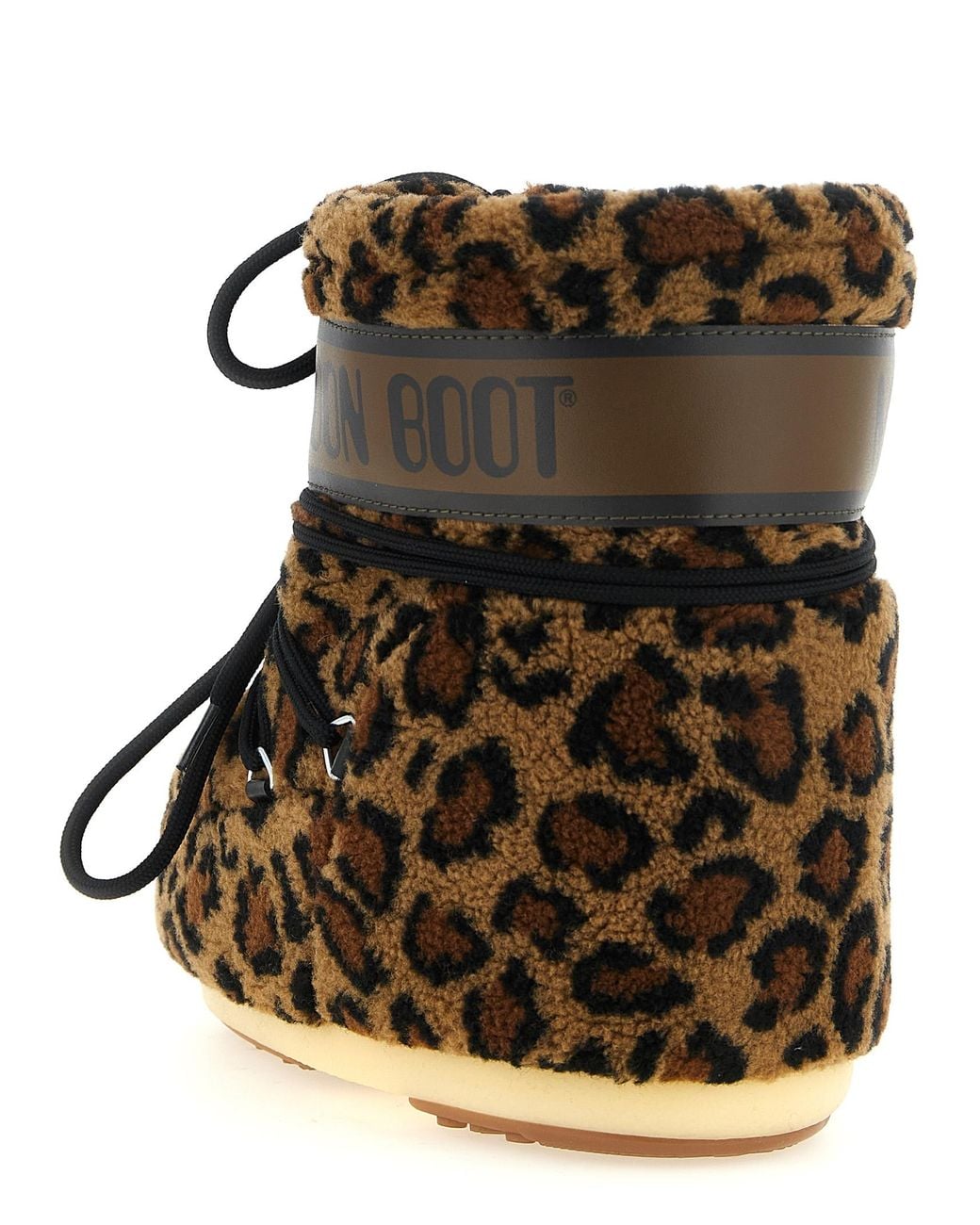 Moon Boot Black Animalier 'Icon Low' Ankle Boots