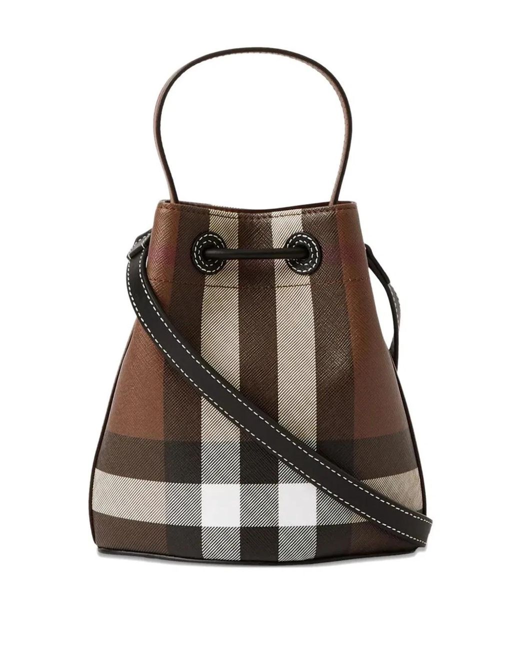 Burberry White Mini Check Bucket Bag