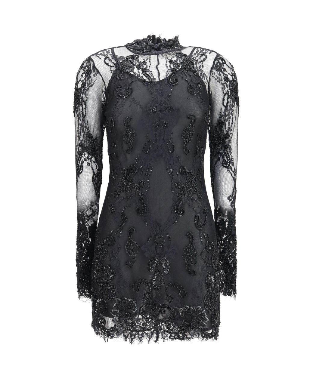 Blumarine Black Embroidered Lace Mini Dress