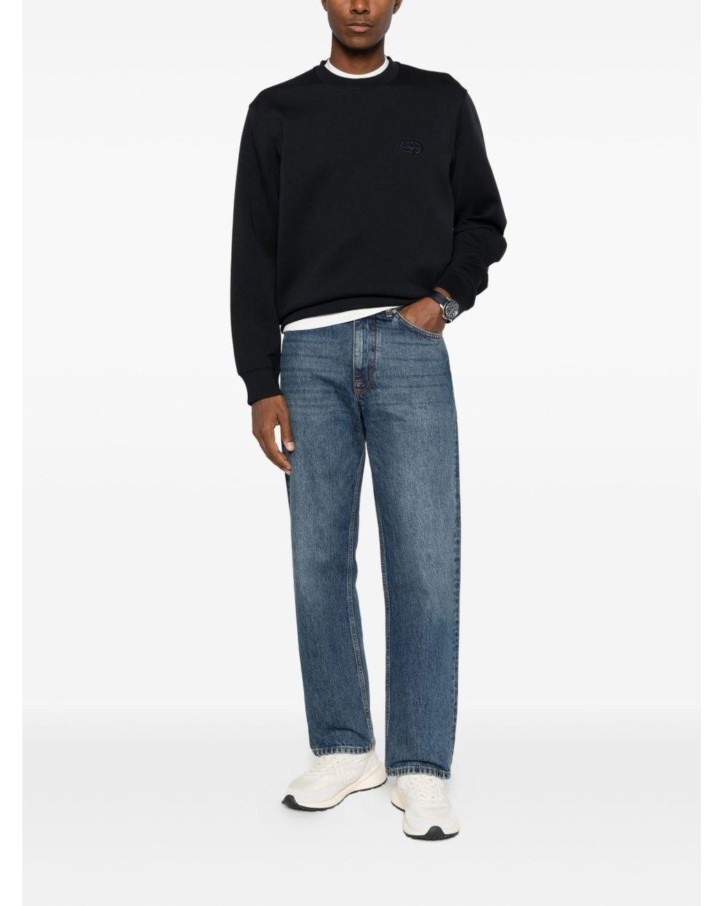 Emporio Armani Black Logo Cotton Sweatshirt for men