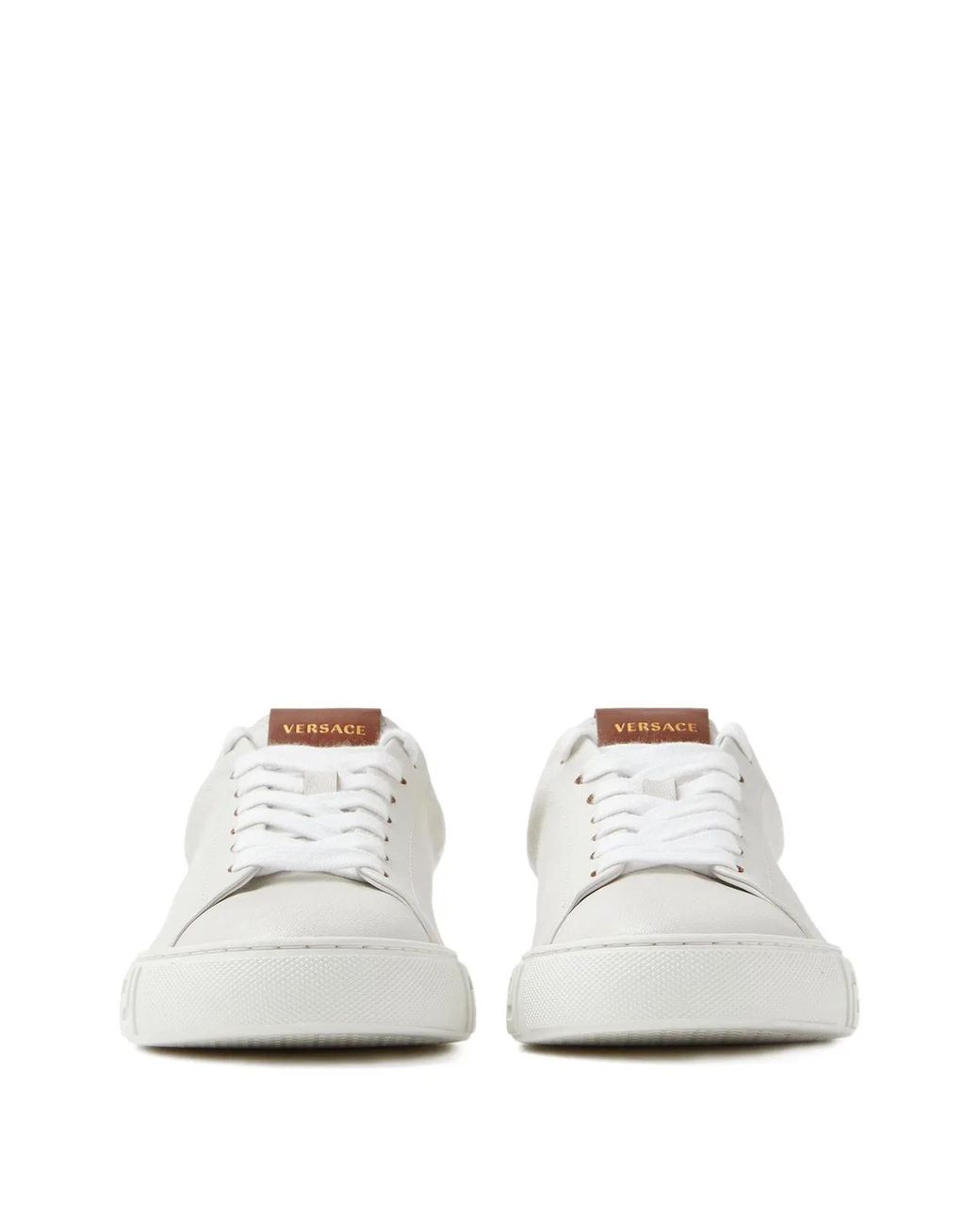 Versace White Greca Leather Sneakers