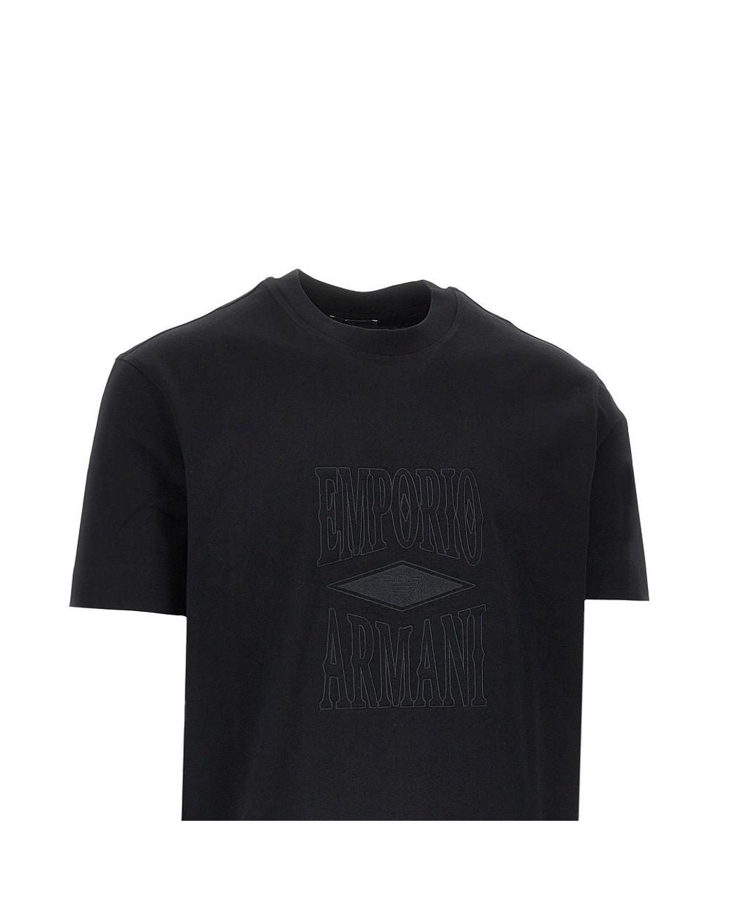 Emporio Armani Black Jersey T-Shirt With Embossed Logo for men