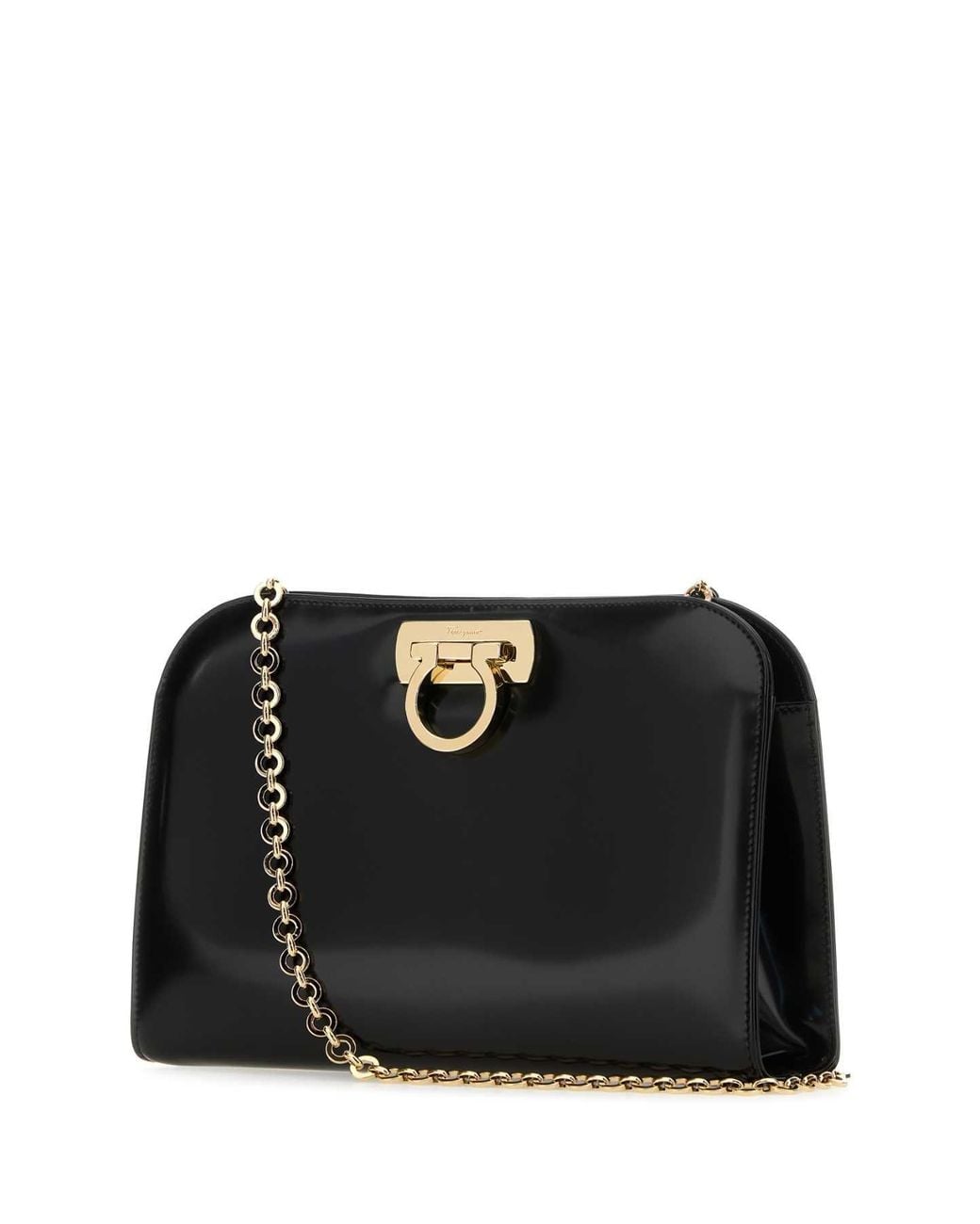 Ferragamo Black Salvatore Leather Clutch