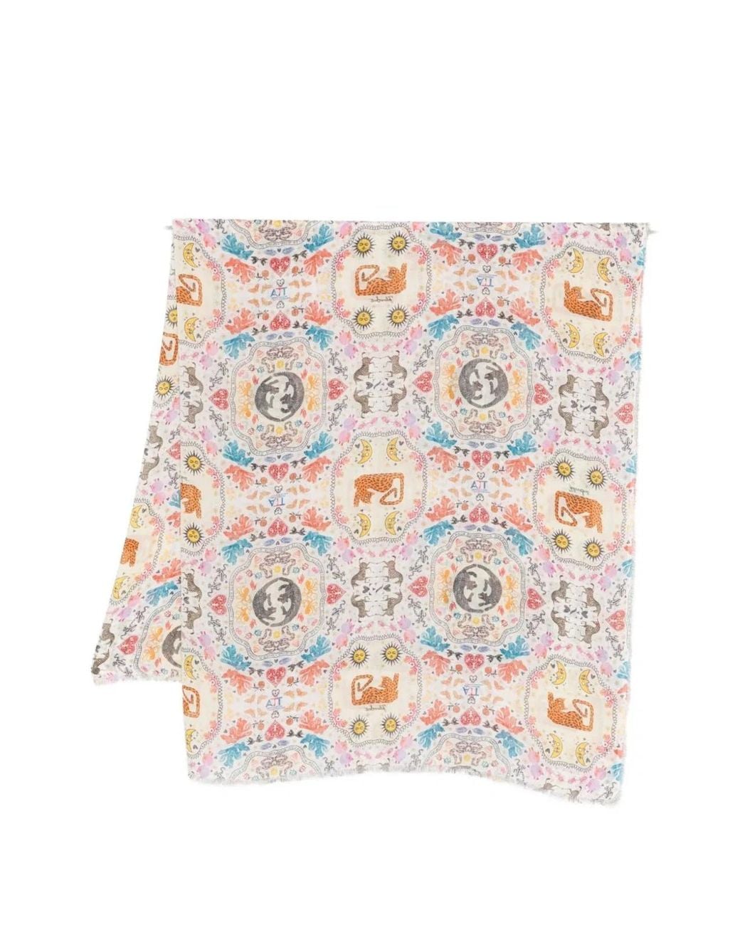 Faliero Sarti White Poly Silk Blend Stole