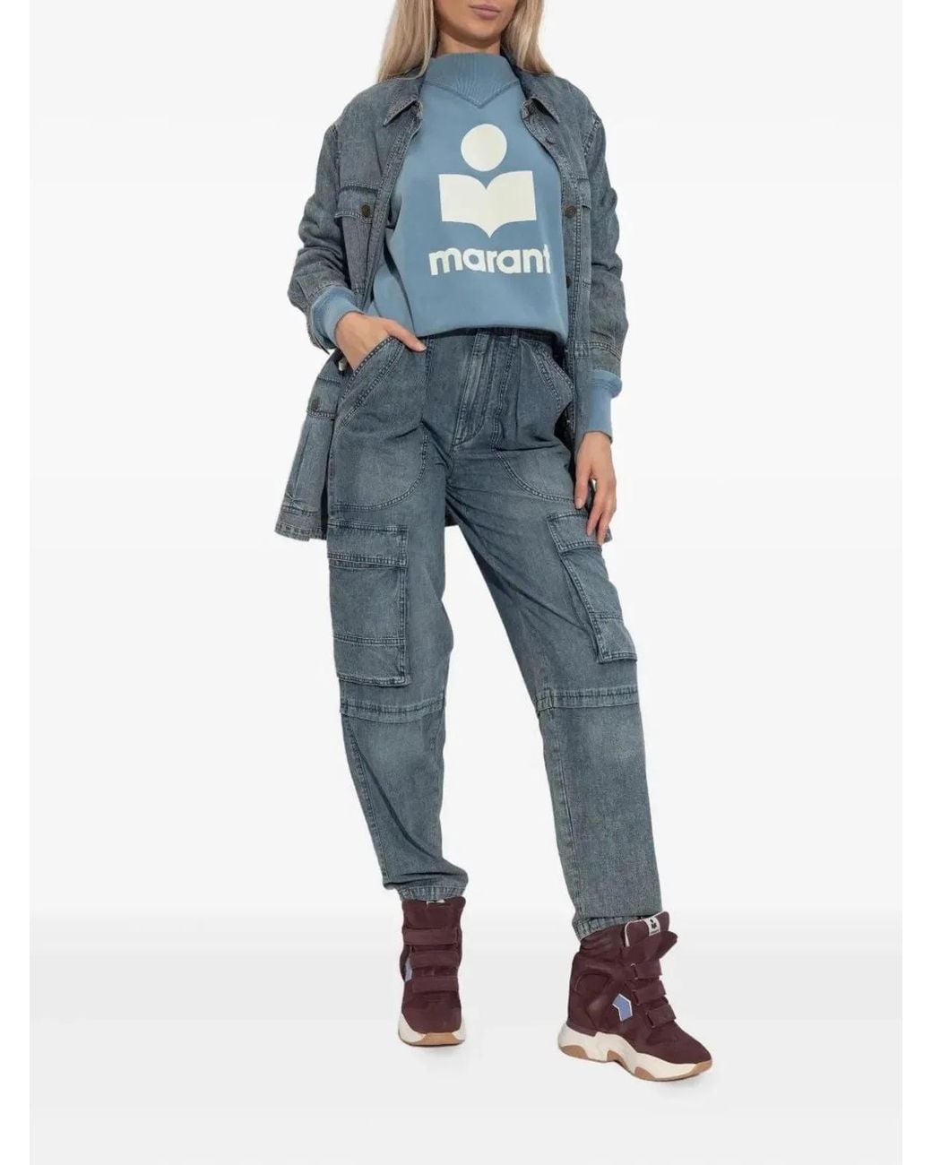 Isabel Marant Blue Slate Ecru Cotton Jersey