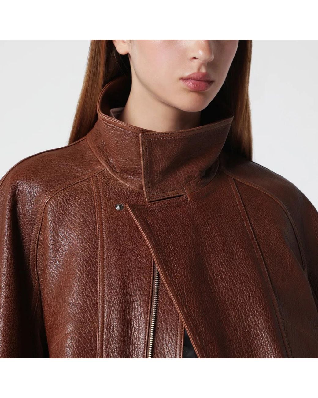Nour Hammour Brown Ariste Terracotta Leather Jacket