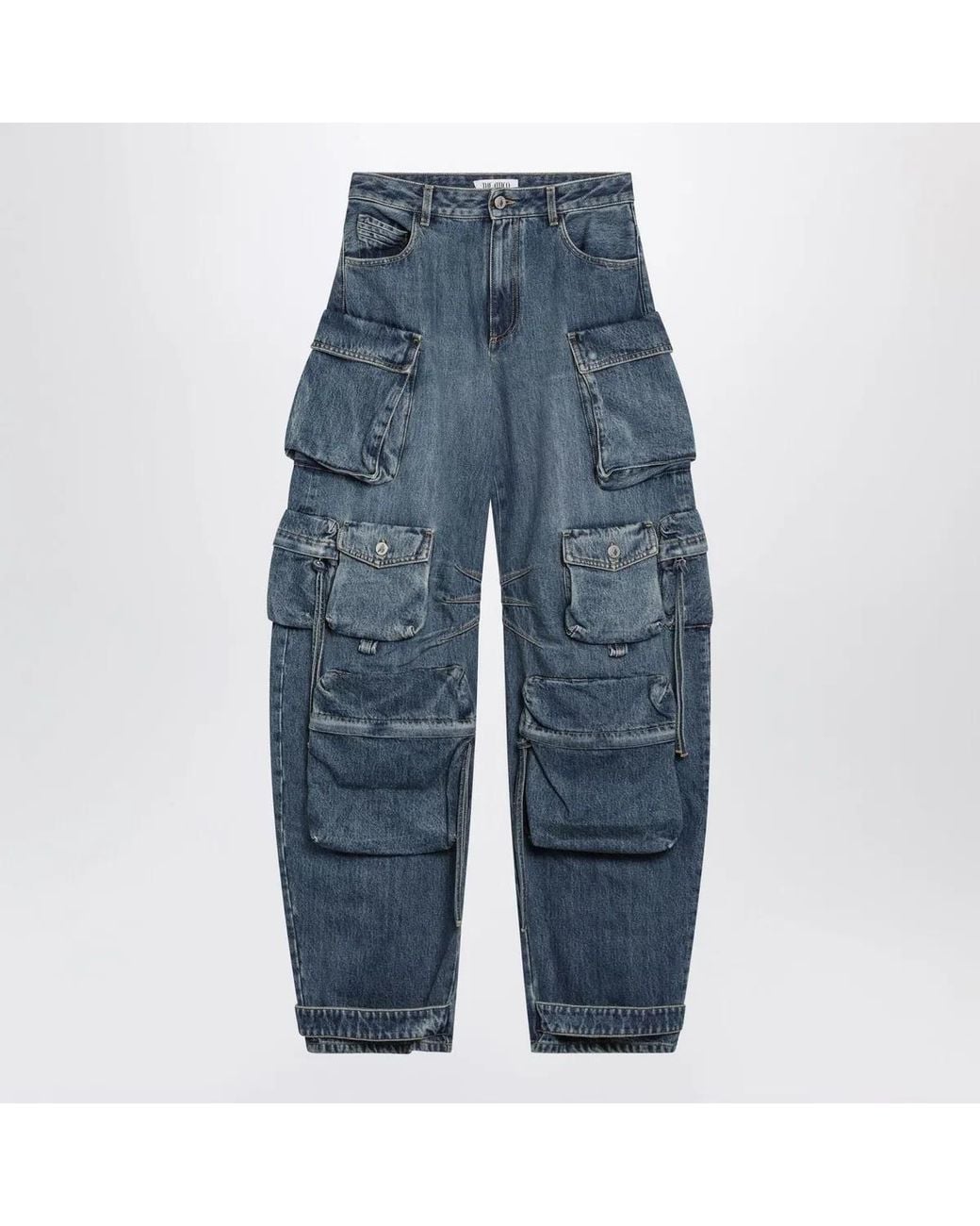 The Attico Blue Fern Washed Cargo Trousers