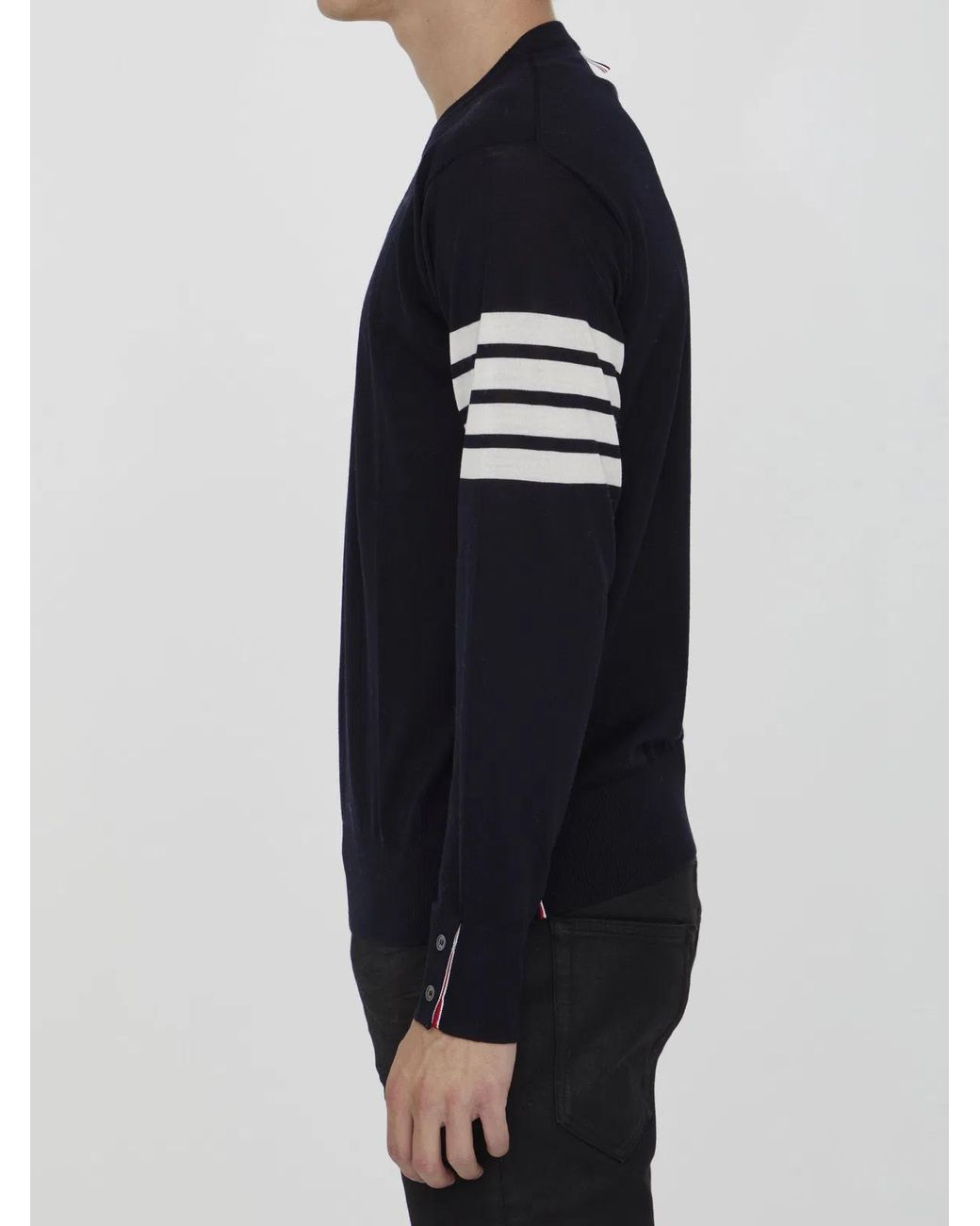 Thom Browne Black Wool 4-Bar Pullover for men