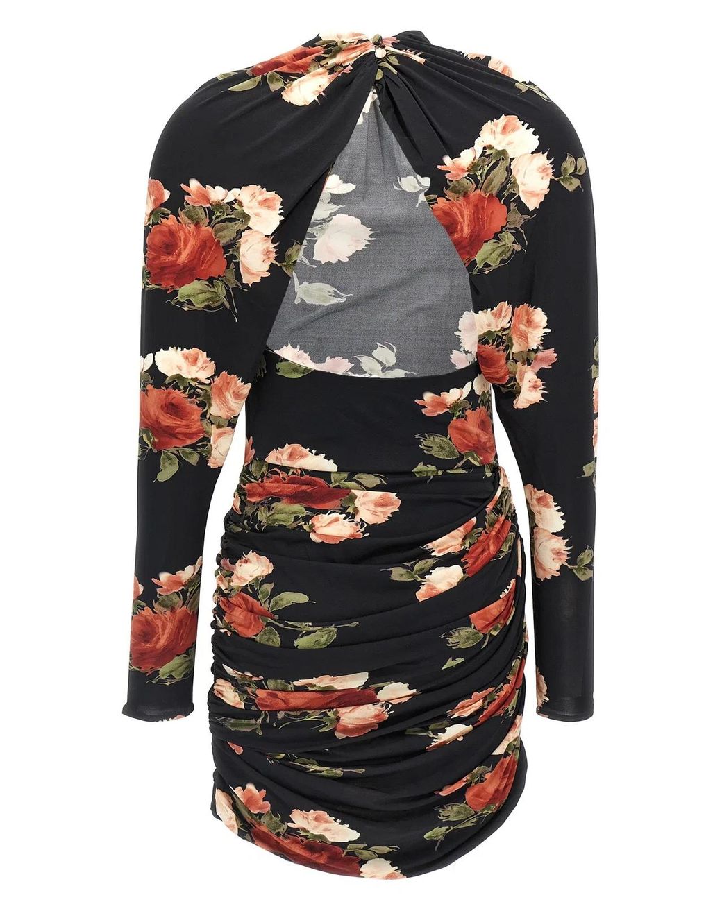 Magda Butrym Black Floral Print Mini Dress With Cut-Out Details