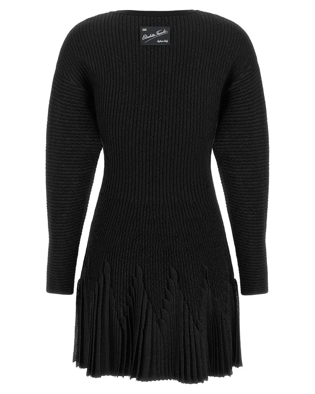 Elisabetta Franchi Black Knitted Pleated Dress