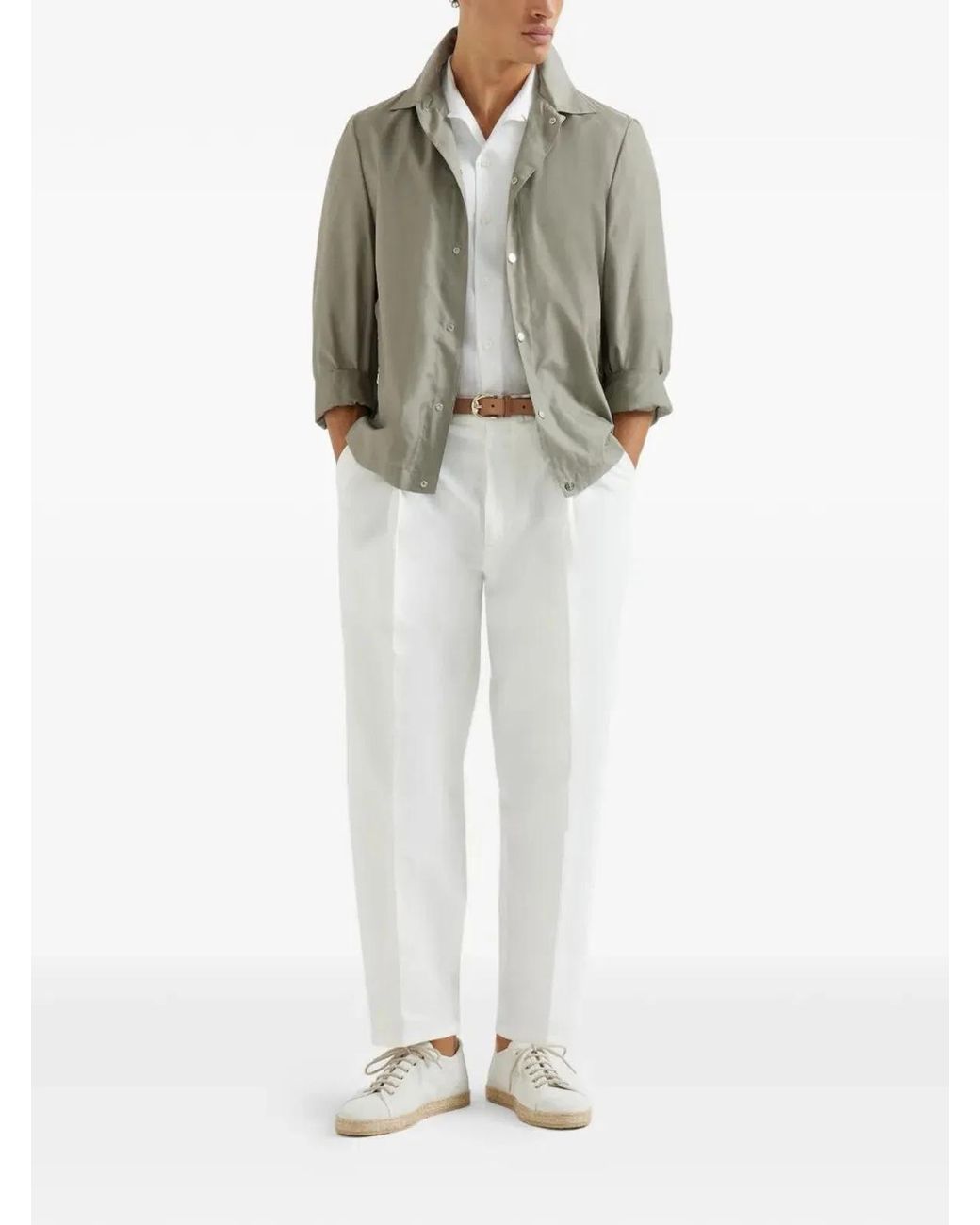 Brunello Cucinelli Green Silk Blouson Jacket