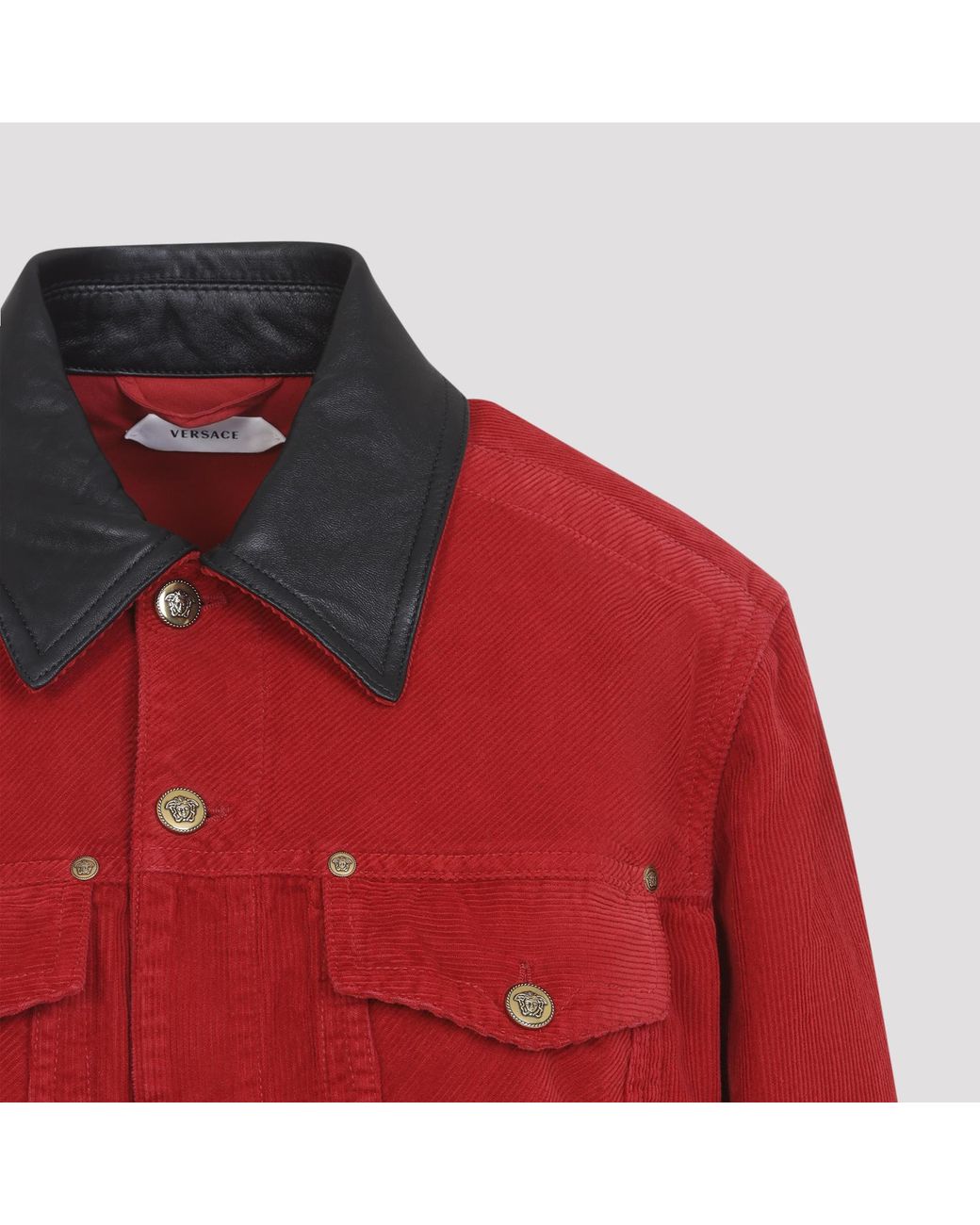 Versace Red Denim Garment-Dyed Jacket