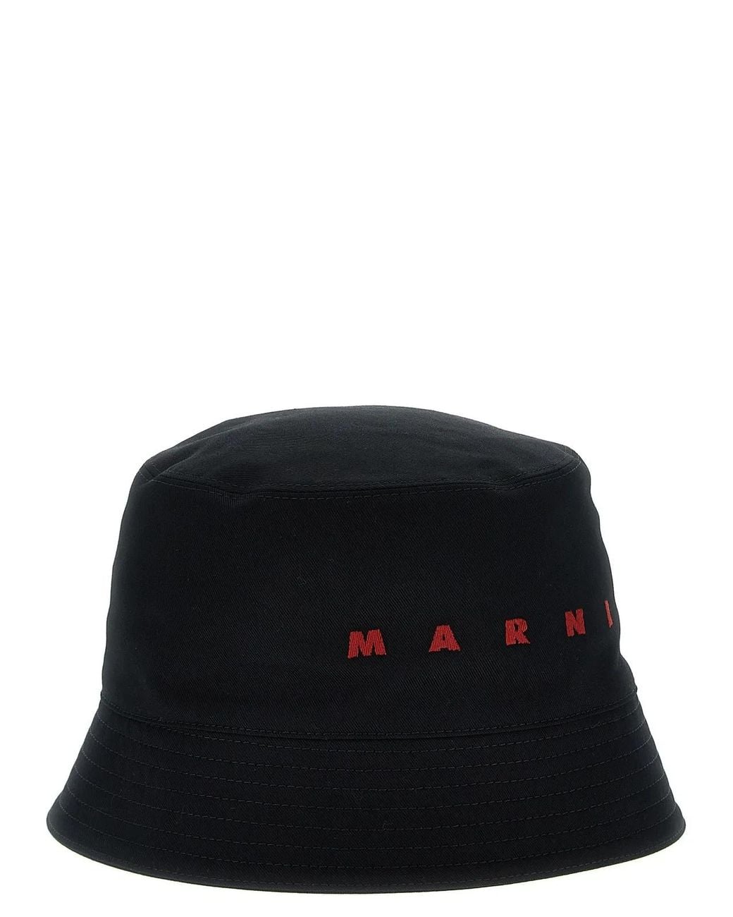 Marni Black Embroidered Logo Bucket Hat for men