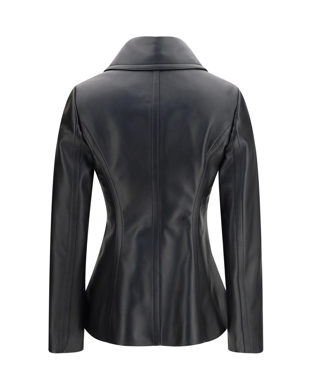 Alaïa Black Alaia Fitted Leather Caban Coat