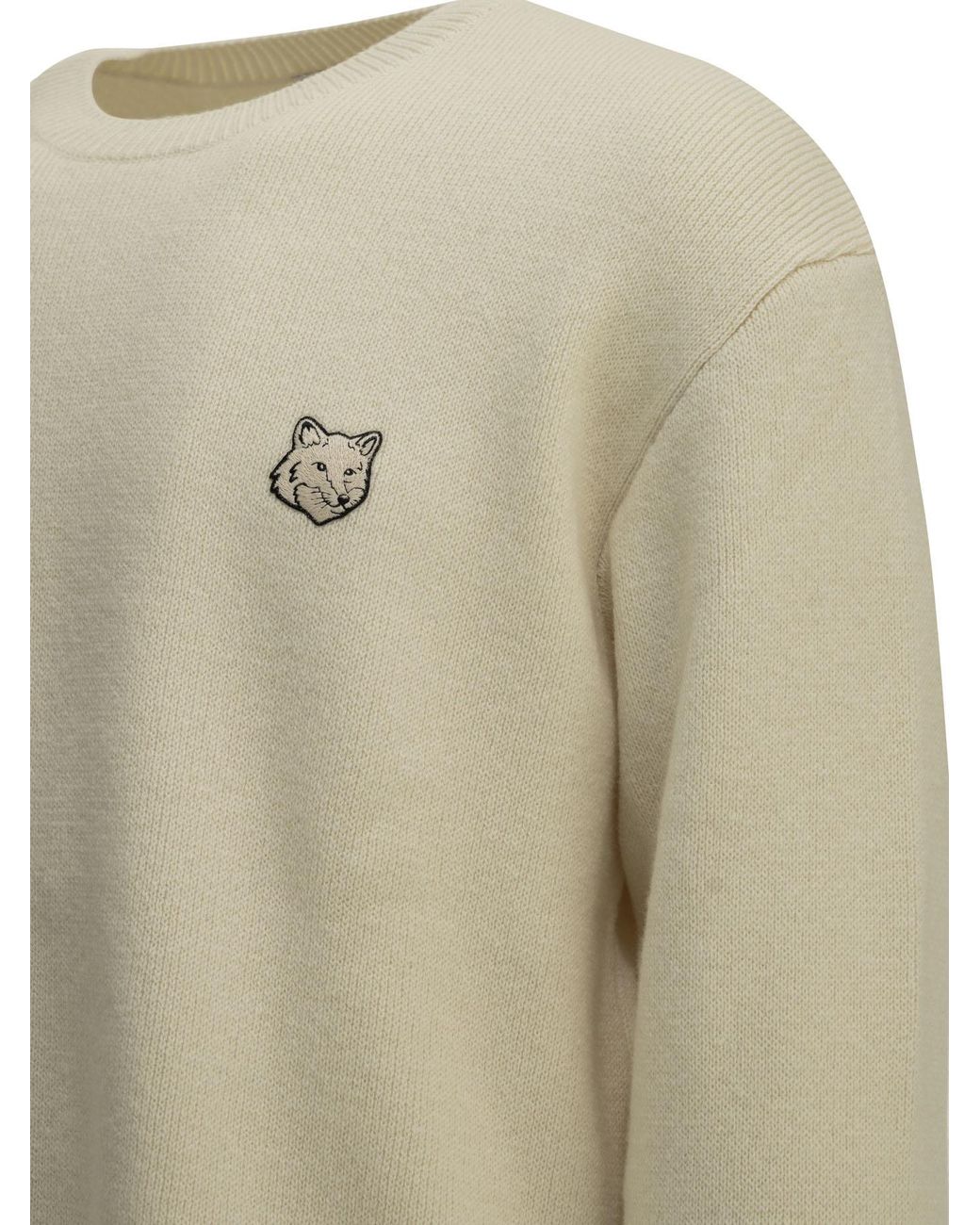 Maison Kitsuné Natural Maison Kitsuné "Fox Head Milano" Crew-Neck Sweater for men