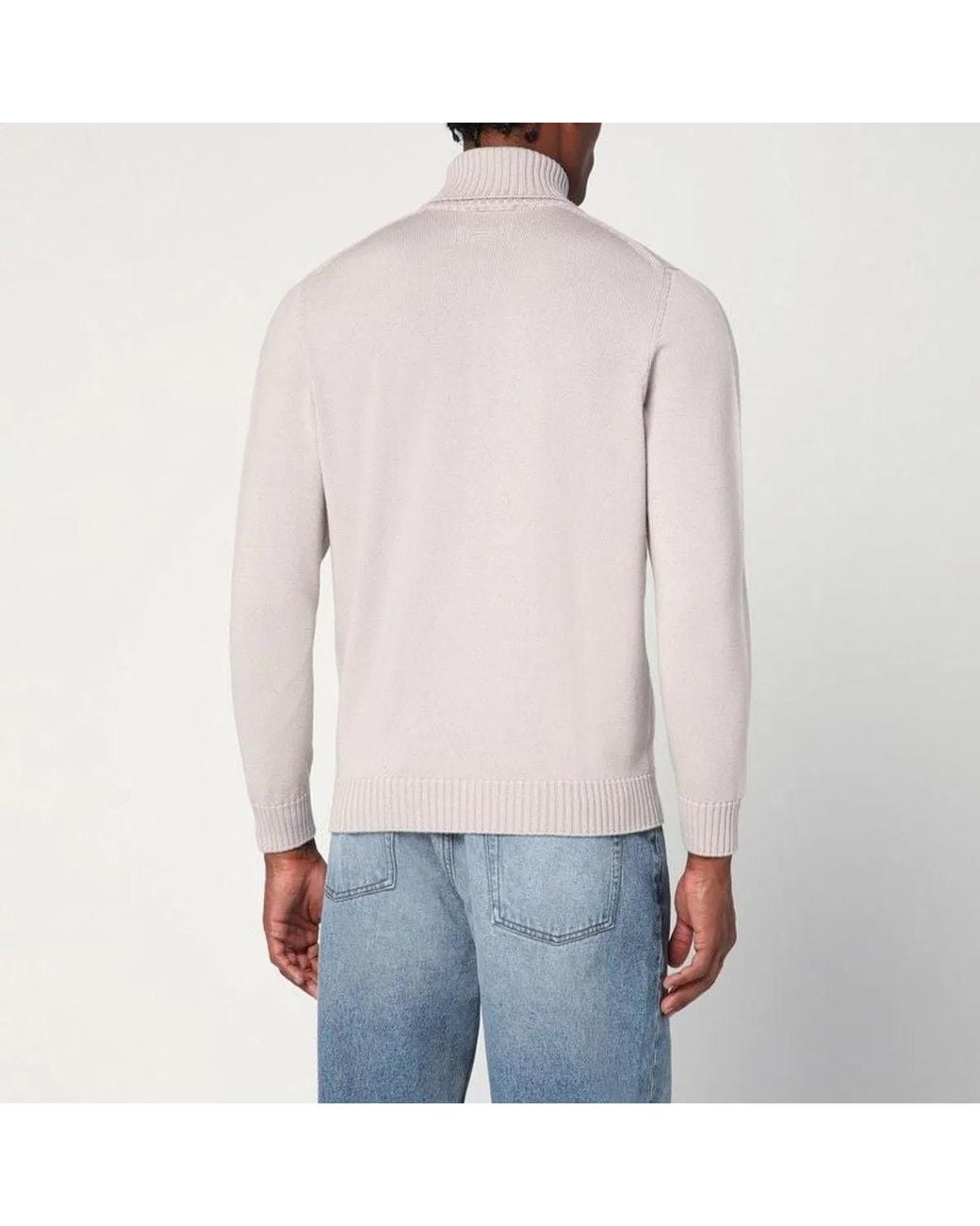 Drumohr White Greige Wool Turtleneck for men