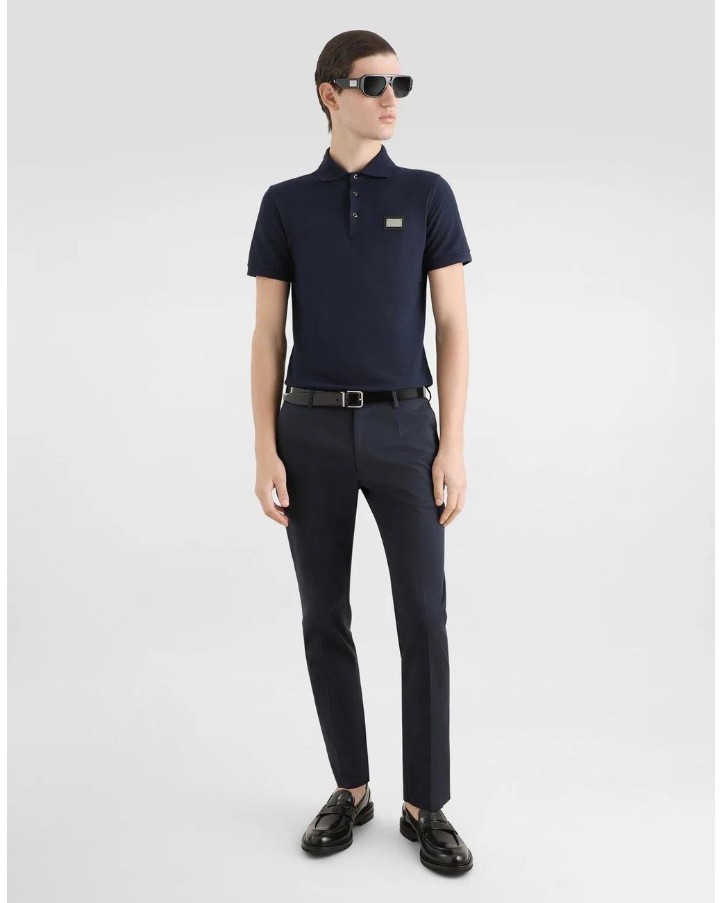 Dolce & Gabbana Blue Classic Cotton Polo Shirt With Front Buttons for men