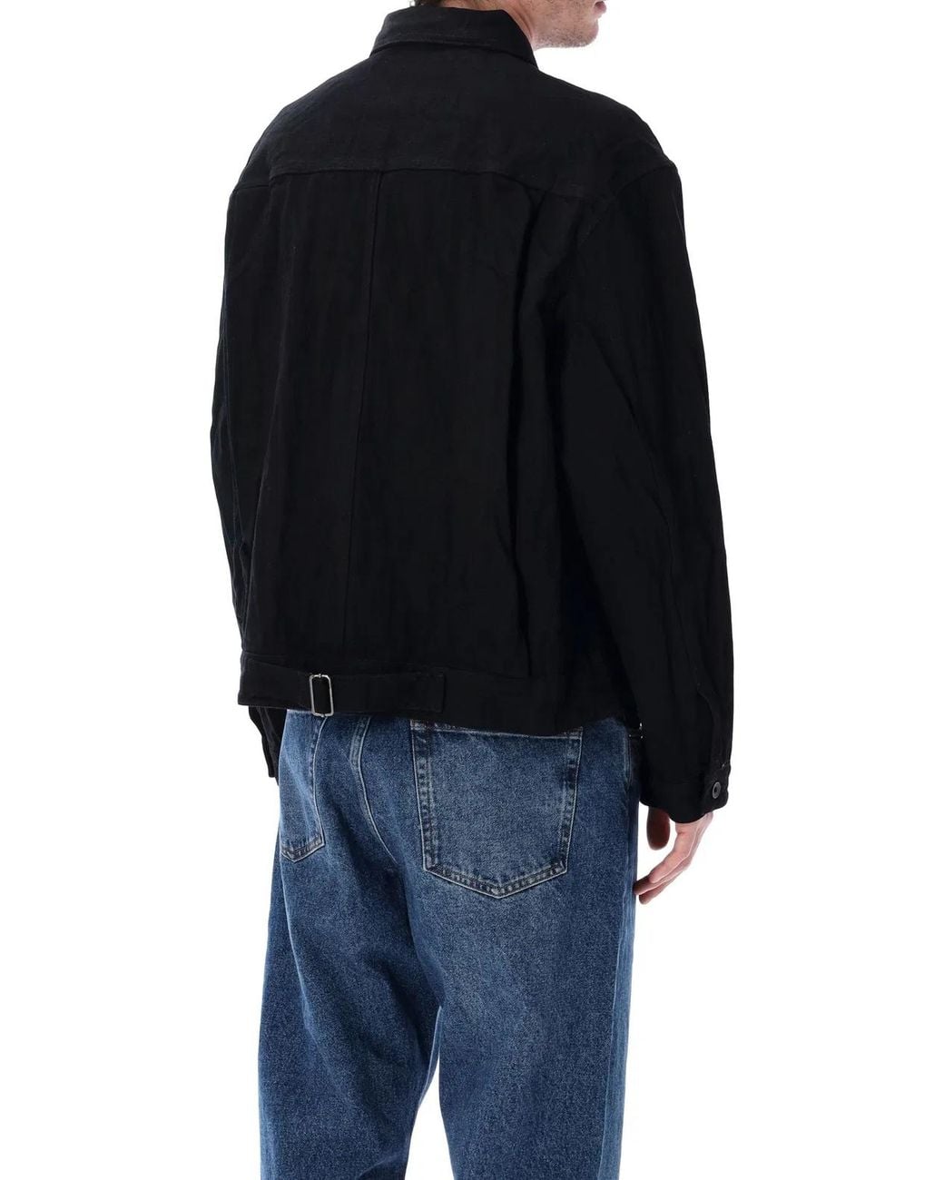 Studio Nicholson Black Nyle Crinkle Denim Jacket for men