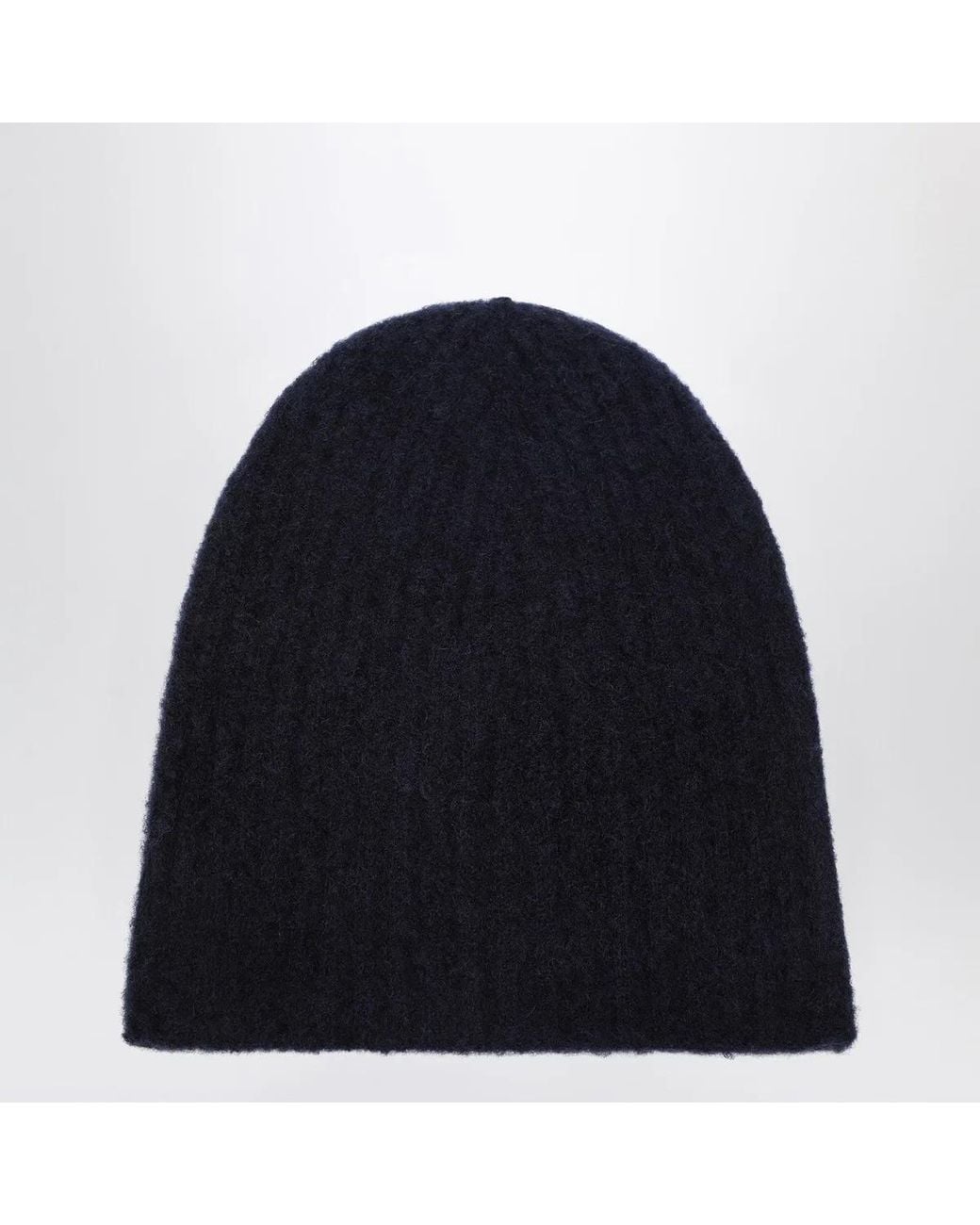 Roberto Collina Blue Cashmere Ribbed Hat