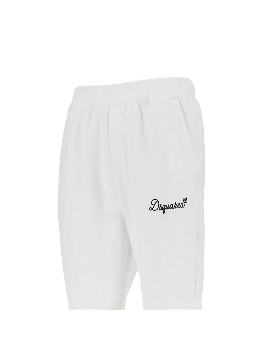 DSquared² White Cotton Sweatpants With Logo Embroidery for men