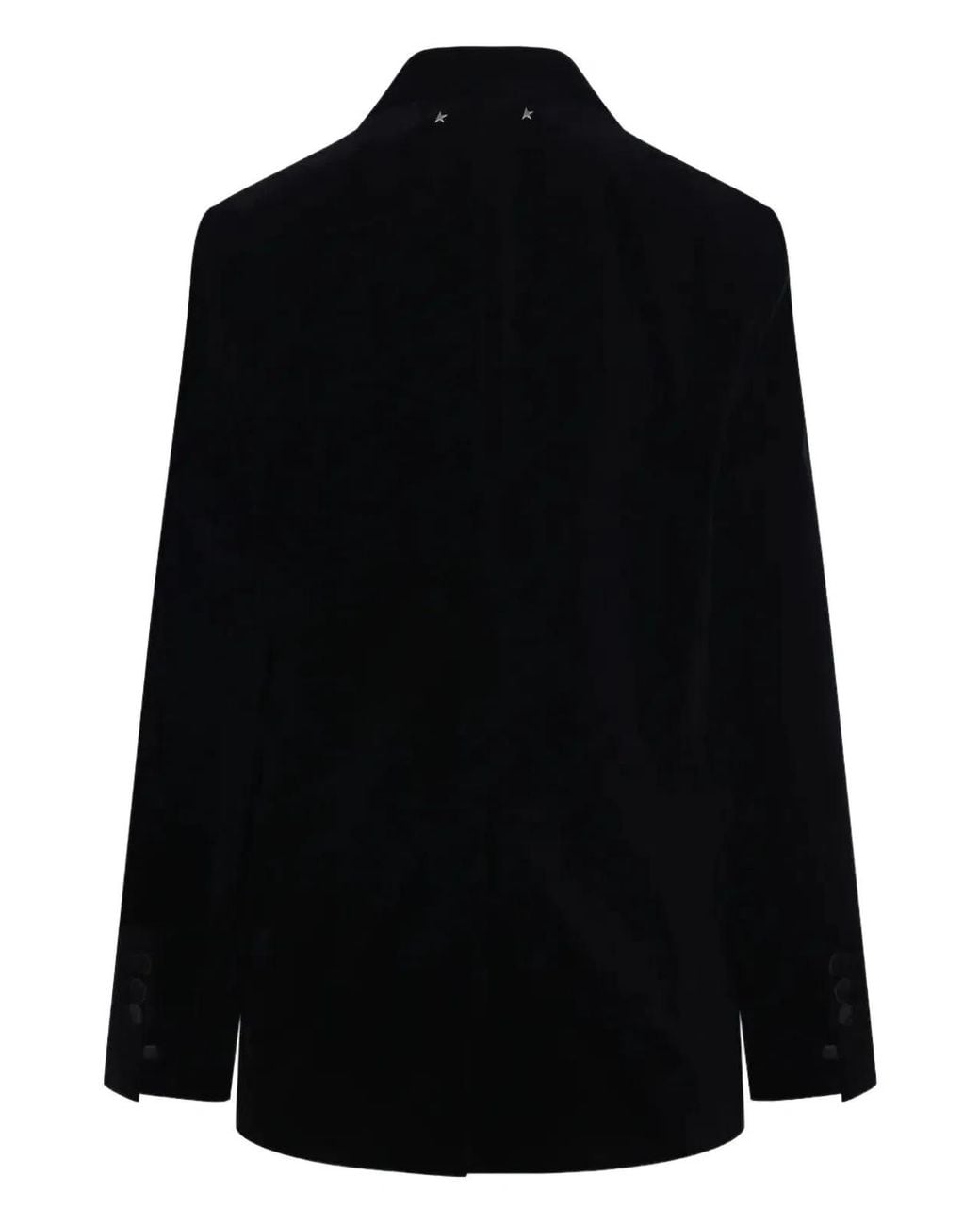 Golden Goose Deluxe Brand Black "Journey W's" Boyfriend Db Jacket Laurene Cotton Velvet W Contrast Satin