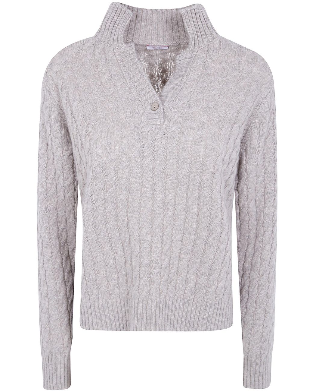 Rossopuro Gray Long Sleeved Polo Neck Sweater