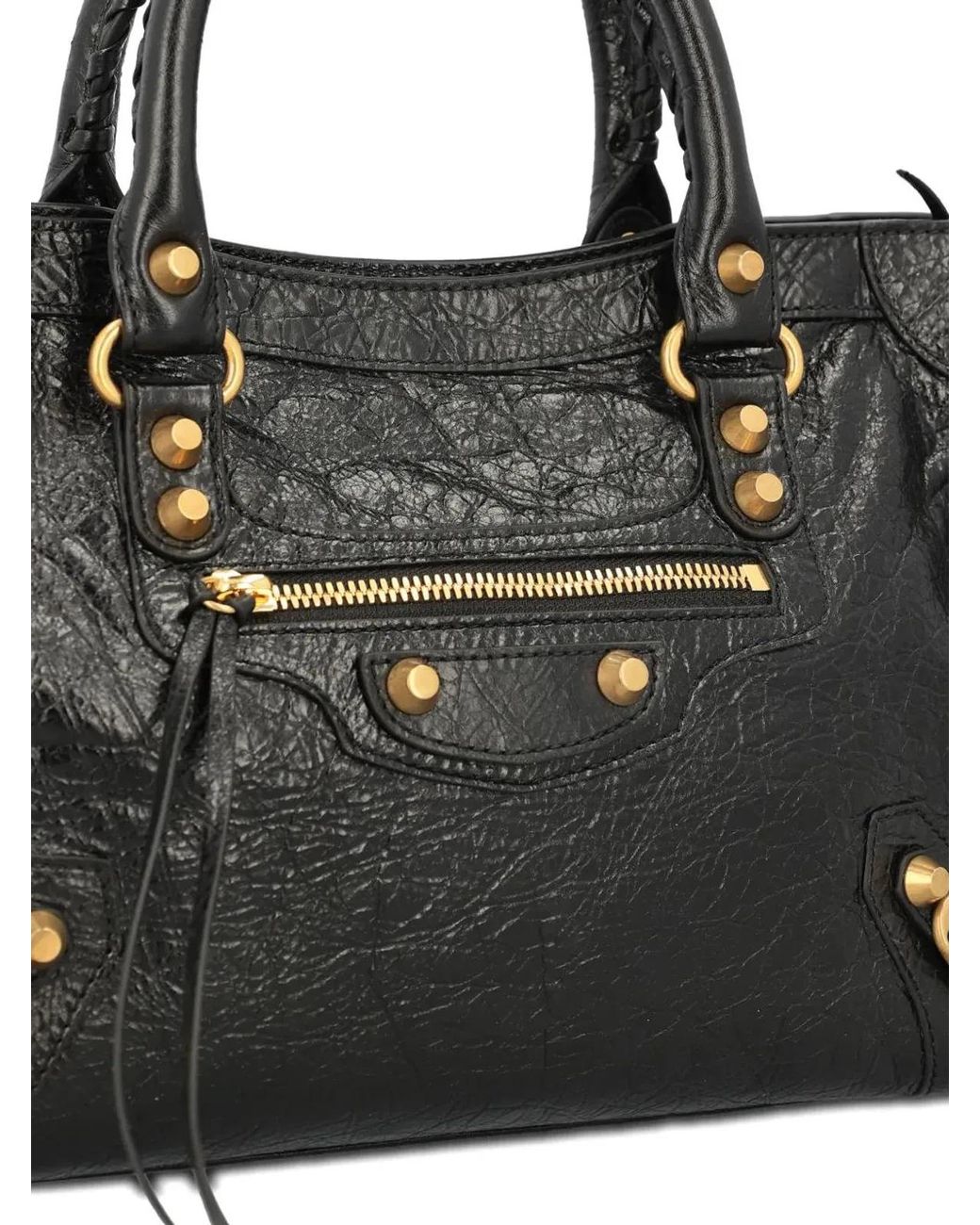 Balenciaga Black Compact Le City Studded Textured Tote Bag