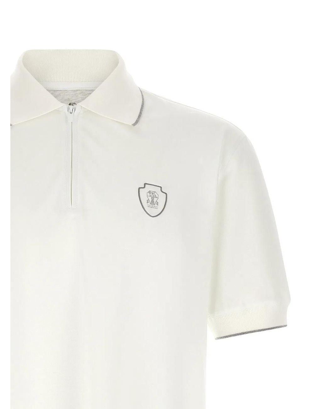 Brunello Cucinelli White Techno Piquet Polo Shirt for men