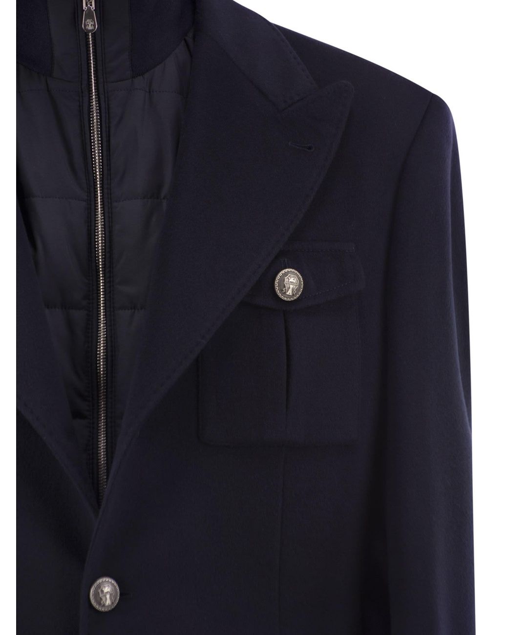 Brunello Cucinelli Blue Virgin Wool Jacket With Removable Padded Gilet for men