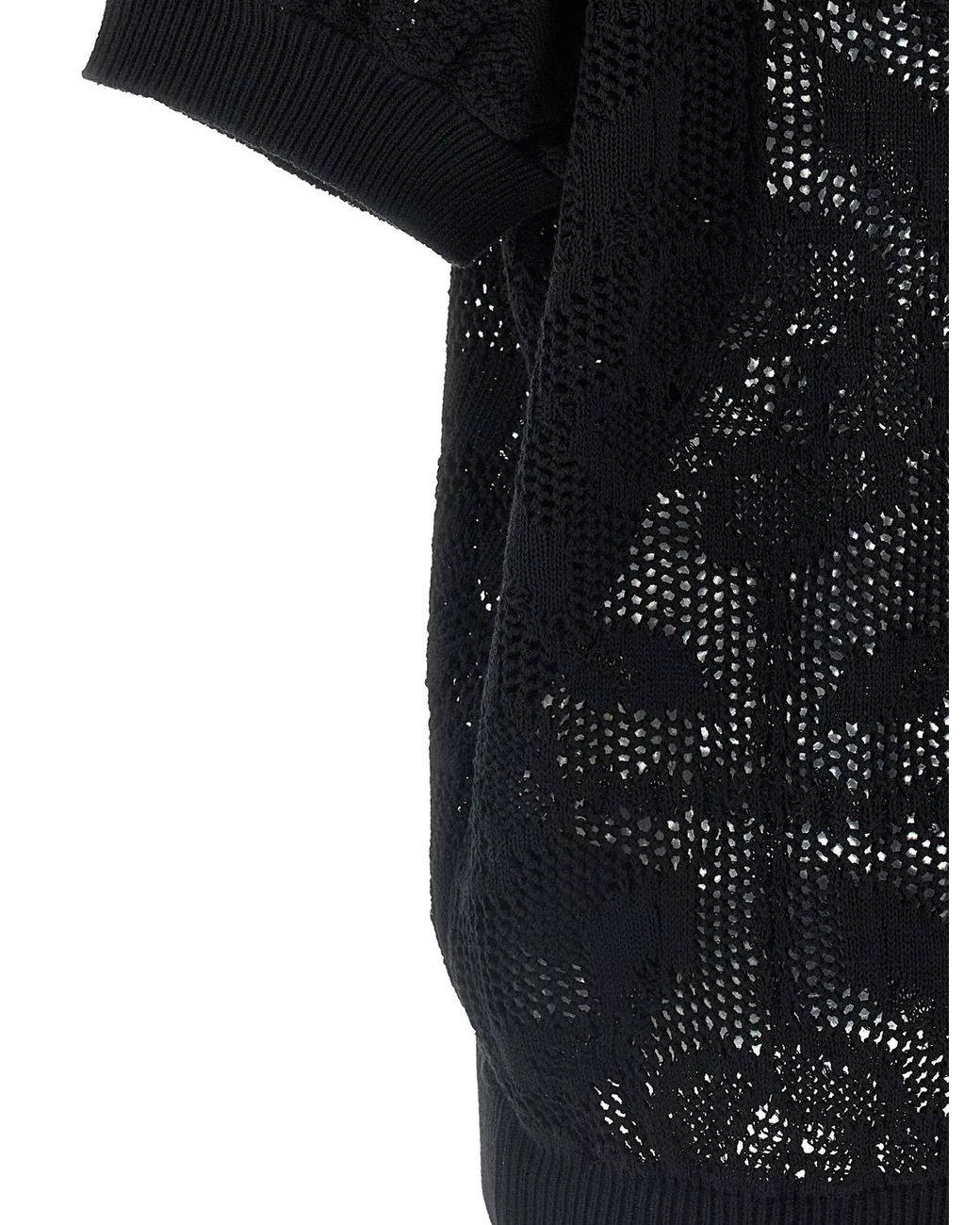 Nude Black Openwork Cotton Sweater
