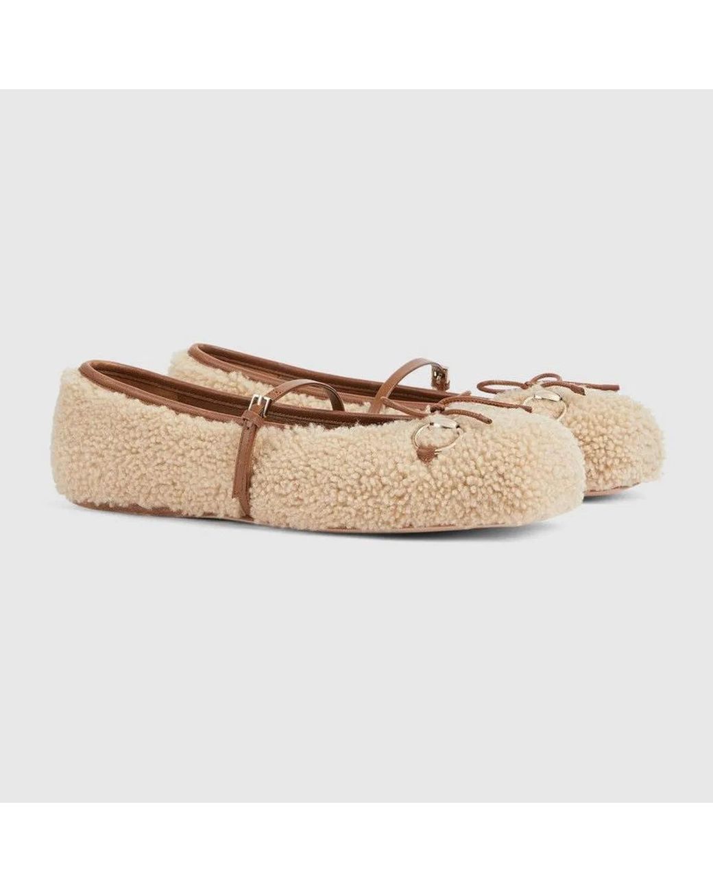 Gucci Natural Shearling Ballerinas