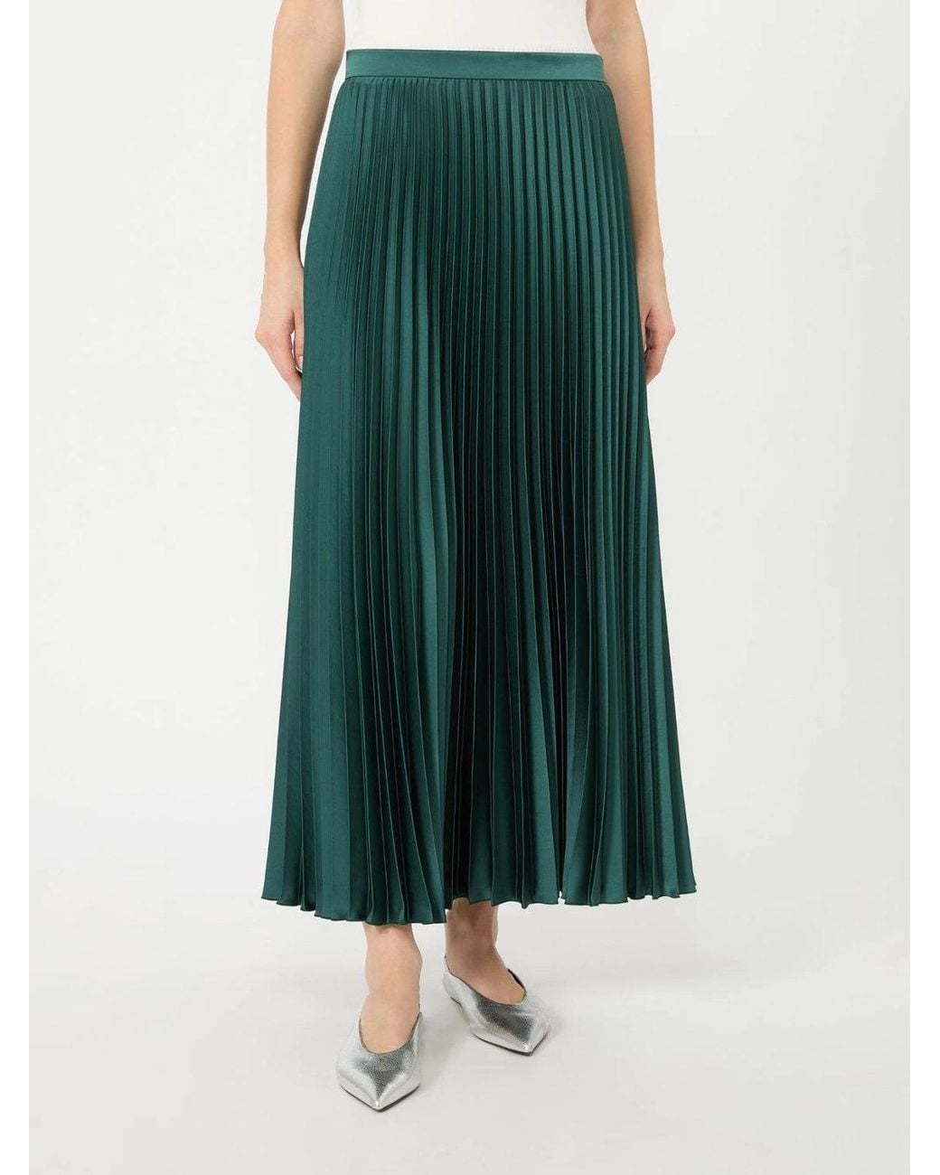 Max Mara Green Nicchia Pleated Midi Skirt