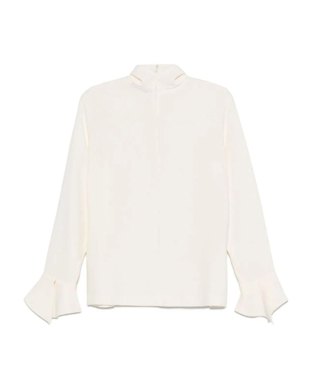 Alberto Biani White High-Neck Blouse