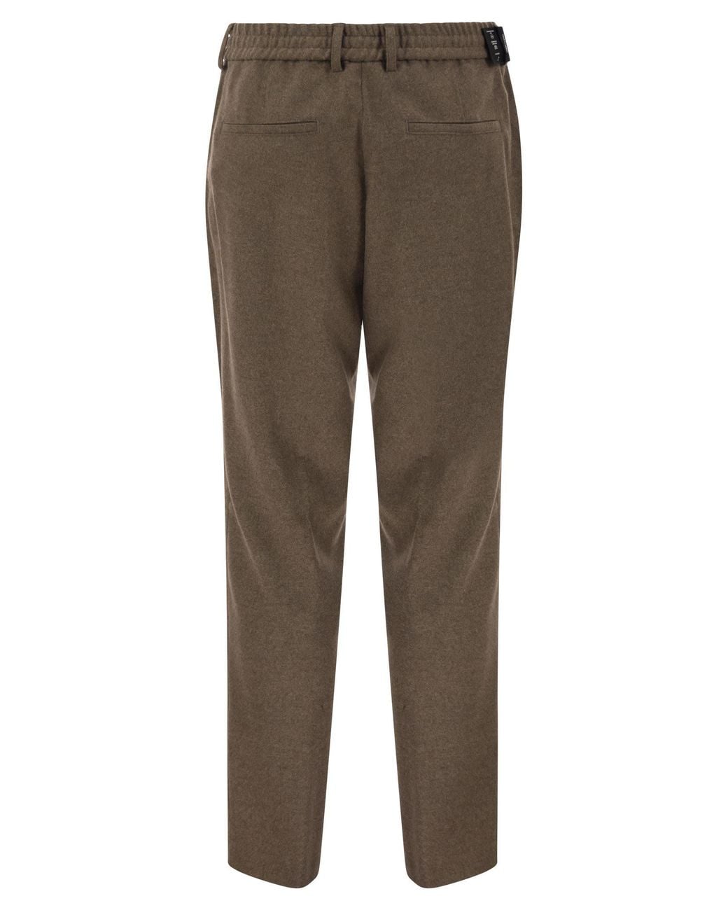 Boss Gray Virgin Wool-Blend Tapered Fit Trousers With Drawstring for men