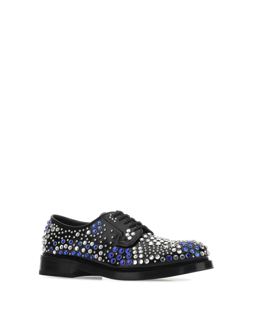Prada Multicolor Embellished Leather Lace-Up Shoes for men