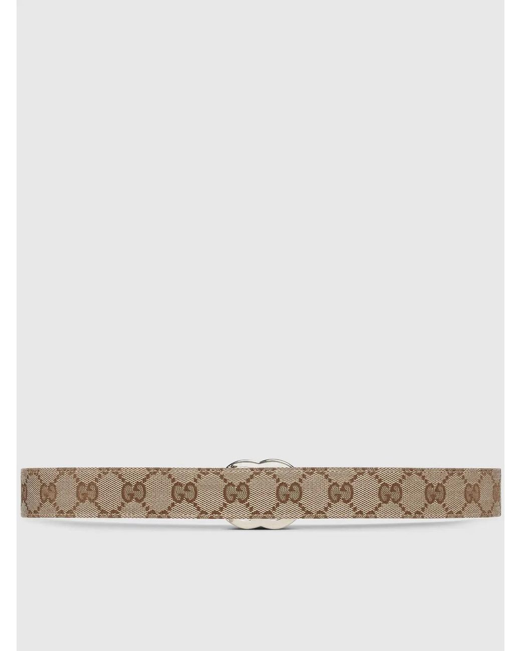 Gucci White Embroidered Fabric Belt